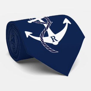 Cravate Monogramme initial personnalisé par Ancre nautique