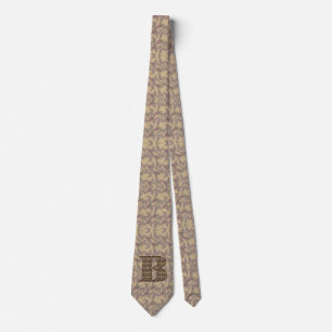 Cravate Monogramme Initiale B Élégant Floral Vintage