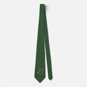 Cravate Monogramme Initiale E Marguerites Art Vert