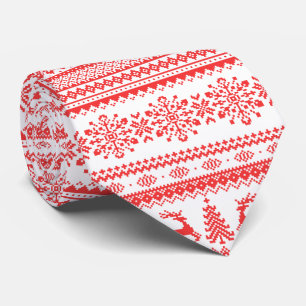 Cravate Monogramme juste rouge de motif d'île de chandail