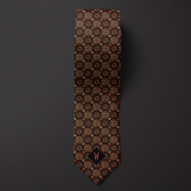 Cravate Monogramme Mandala Cuivre Orné (Créateur téléchargé)