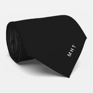 Cravate Monogramme minimaliste Initiales Noir Blanc Modern