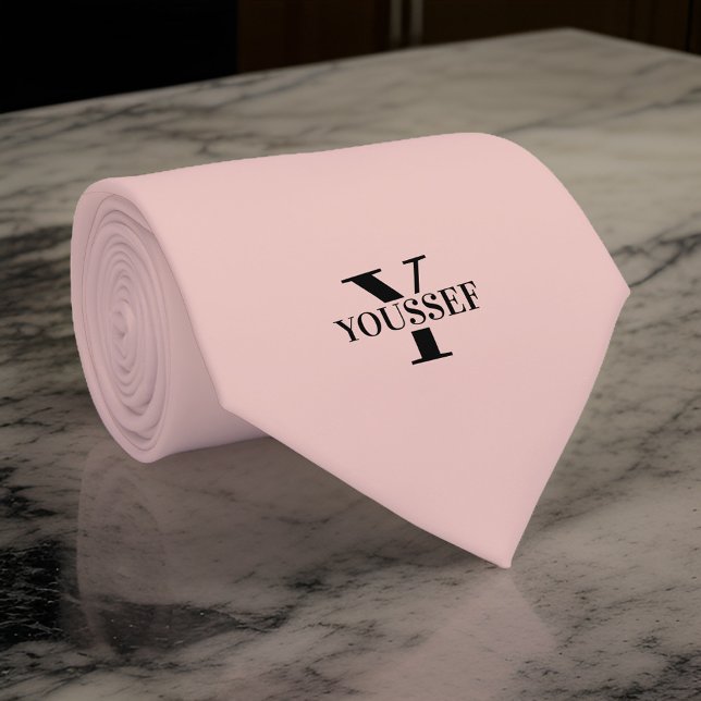 Cravate Monogramme minimaliste or rose (Créateur téléchargé)