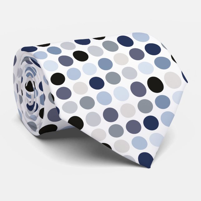 Cravate monogramme motif pois bleu moderne (Roulé)