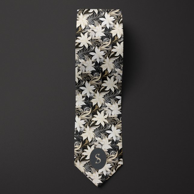 Cravate Monogramme noir, blanc et blanc (Créateur téléchargé)