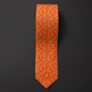 Cravate Monogramme orange Paisley
