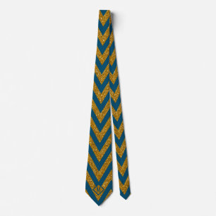 Cravate Monogramme Parties scintillant bleue et or Hommes