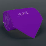 Cravate Monogramme personnalisé Purple Power<br><div class="desc">Modifiez les initiales dans ce cravate de monographies mauve-puissance moderne et lumineux. Il y a des cravates en plusieurs couleurs sur notre boutique Zazzle.com/youbeaut.</div>