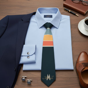 Cravate Monogramme personnalisé Rétro Années 70 Mod Navy R