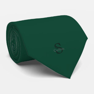 Cravate Monogramme personnalisé vert émeraude noir