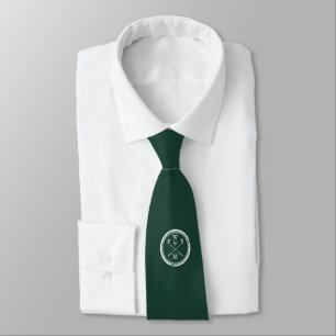 Cravate Monogramme personnalisé vert émeraude pour golf