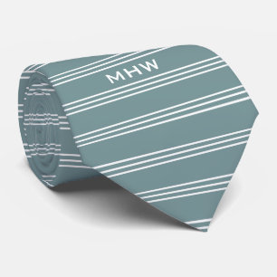 Cravate monogramme personnalisée Steel Blue Stripe