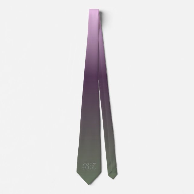 Cravate Monogramme Plum violet vert Ombre dépoli (Devant)