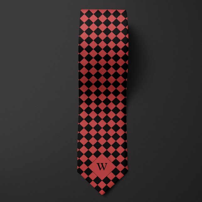 Cravate Monogramme Red Business À damiers (Créateur téléchargé)
