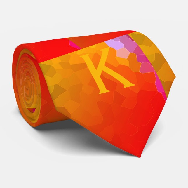 Cravate Monogrammes Orange Rose Funky Motif Moderne tendan (Roulé)