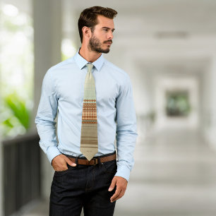 Cravate Monographie contemporaine abstraite de sauge brun