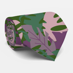 Cravate Monstera feuille thématique vert pourpre