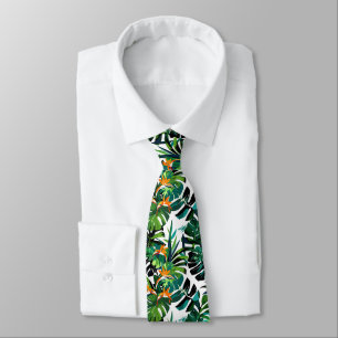 Cravate Monstera Oiseau-de-Paradis Tropical Sans Couture