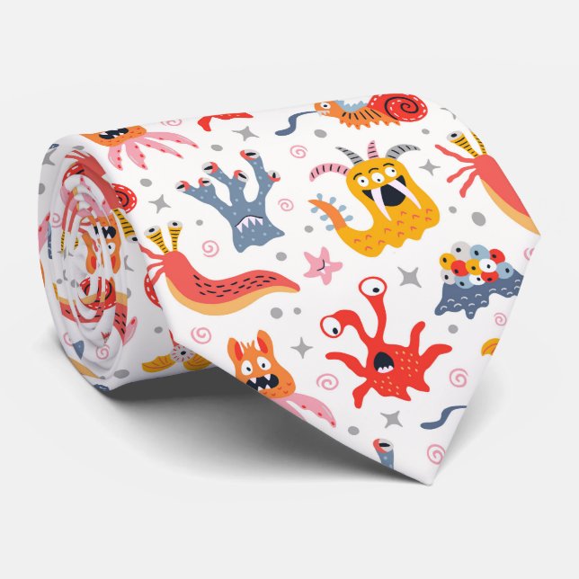 Cravate Monstres amicaux de l'espace (Roulé)