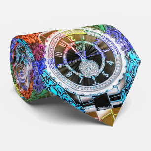 Cravate Montre colorée abstraite