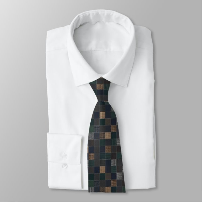 Cravate Moody Brown Green & Black Checkered (Attaché)