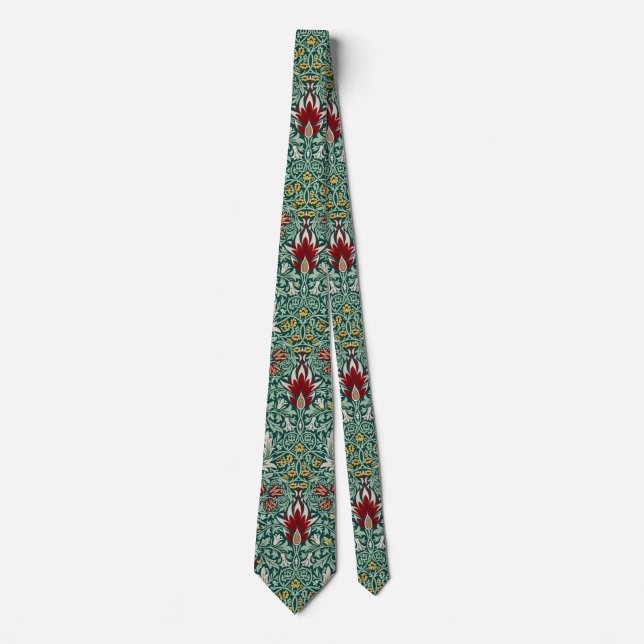 Cravate Morris Snakeshead Floral Classique Botanique Vert (Devant)