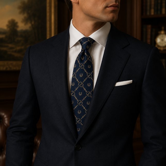 Cravate Mors de Cheval Équestre Navy Luxe (Créateur téléchargé)
