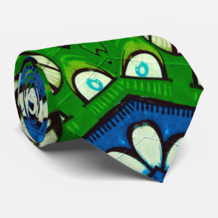Cravate Mosaic bleu vert Hippie Boho Mandala