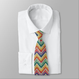Cravate Mosaïque Chevron Arc-en-ciel – Carreau Géométrique