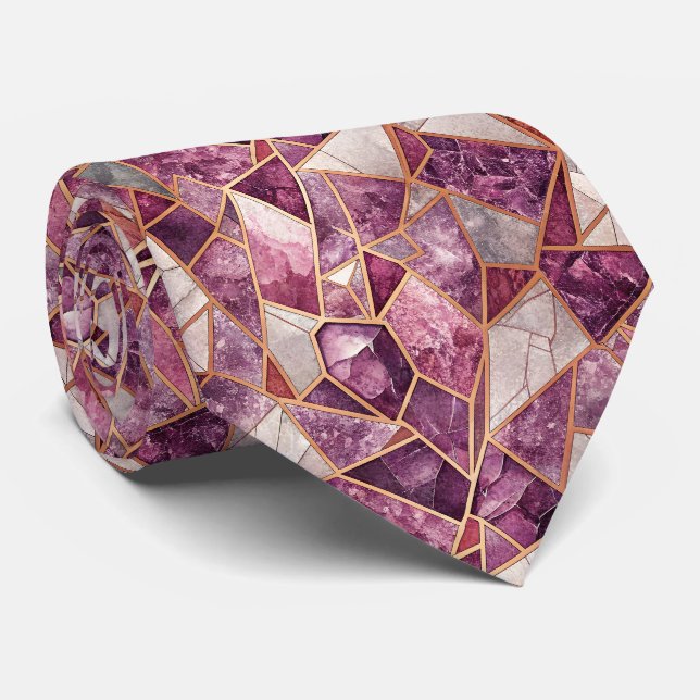 Cravate Mosaïque d'améthyste – Verre fissuré - Violet (Roulé)