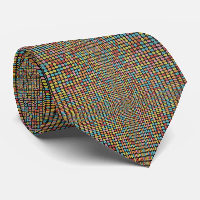 Cravate Mosaïque d'art pop rétro - Illusion d'optique (Roulé)