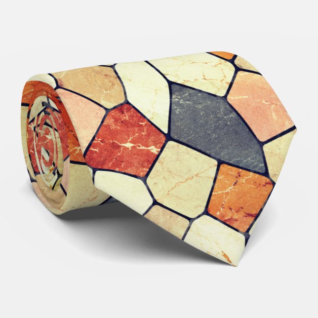 Cravate Mosaïque de pierre en Terracotta terreuse et Grès  (Roulé)