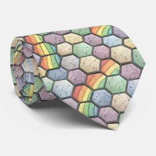 Cravate Mosaïque en nid d'abeille arc-en-ciel – Carreau he