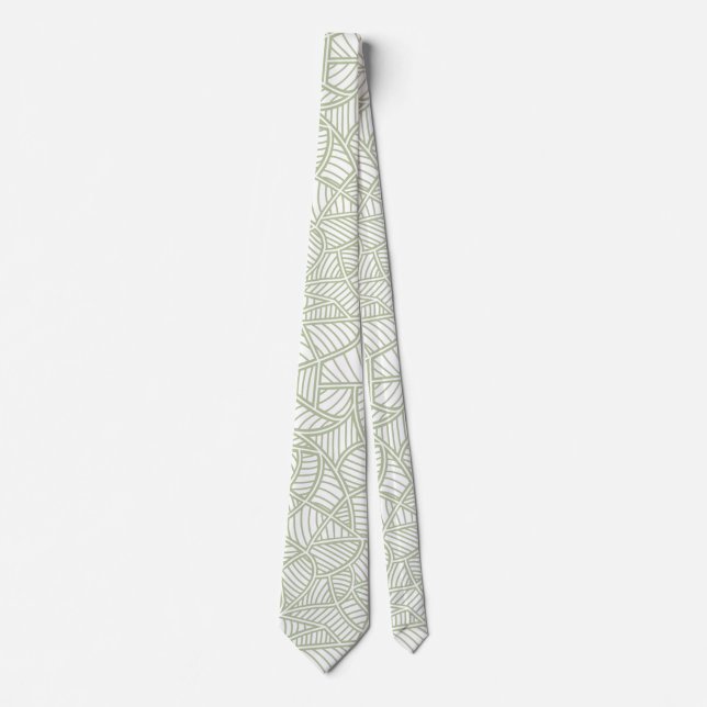 Cravate Mosaïque feuille aléatoire vert pâle (Devant)