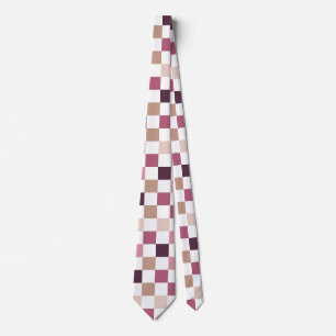 Cravate Mosaïque Minimaliste à Carreaux Violets et Marrons