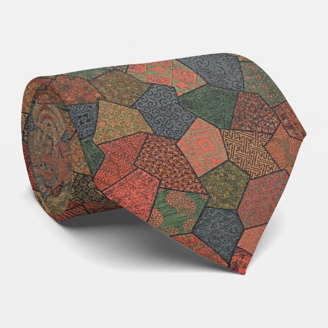 Cravate Mosaïque orientale - Géométrie vintage (Roulé)