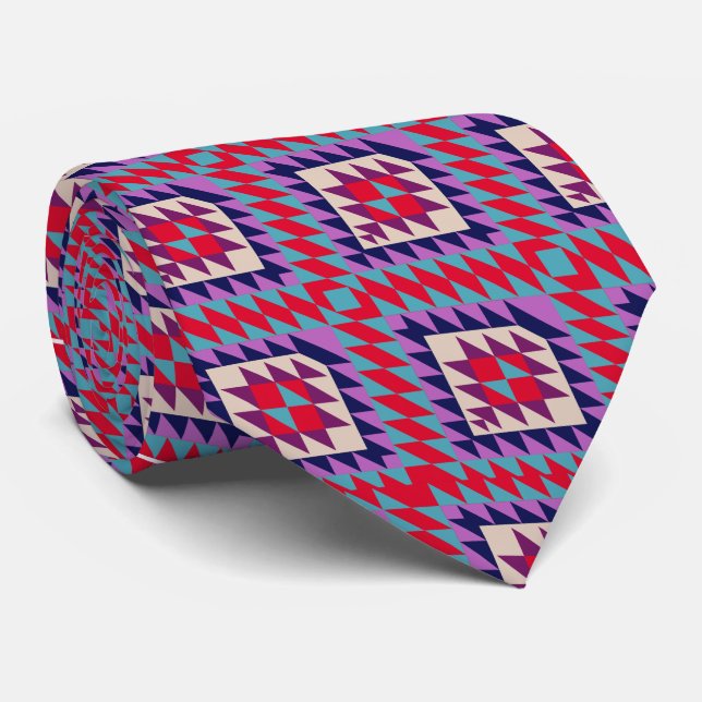 Cravate Mosaïque sans couture bohème Motif coloré (Roulé)