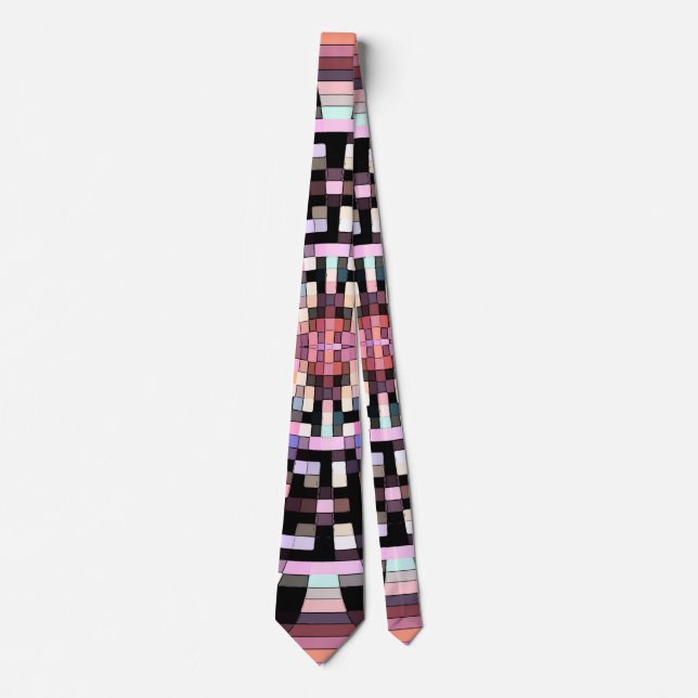 Cravate Mosaïque Trippy en noir, rose, Multicolores (Devant)
