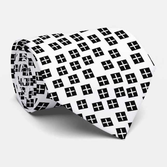 Cravate Motif 270715 - noir et blanc (Roulé)