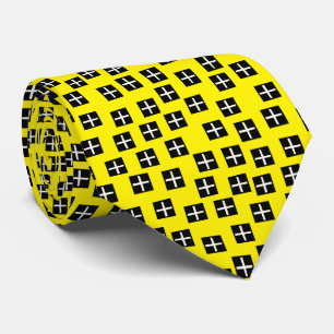 Cravate Motif 270715 - noir et blanc sur jaune fff300