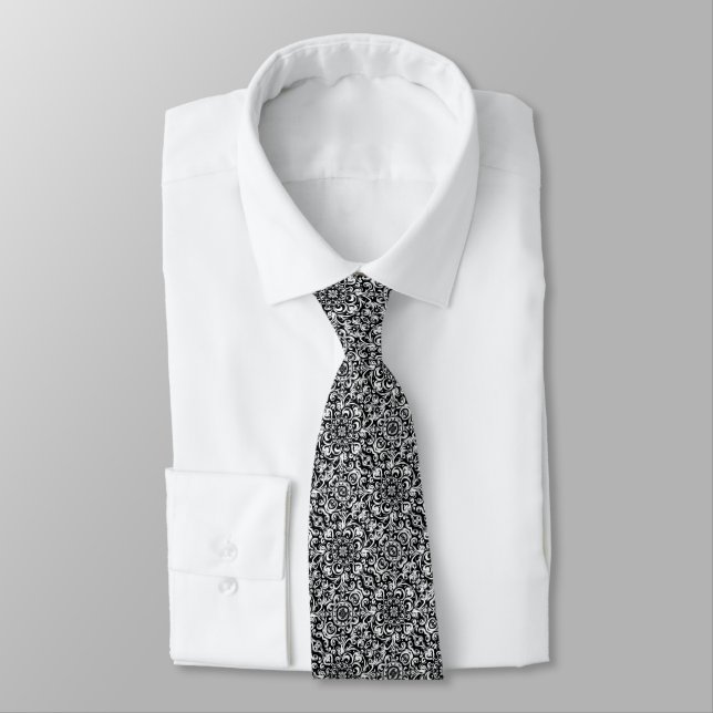 Cravate Motif à balayage noir et blanc (Attaché)