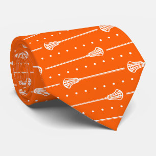 Cravate Motif à bâtons et points blancs de crosse orange