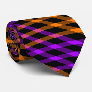Cravate Motif à carreaux abstrait orange violet carré