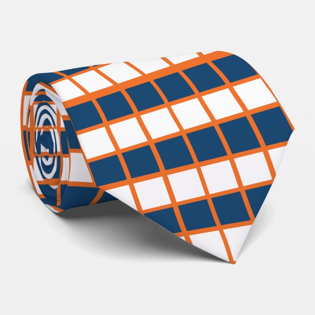 Cravate Motif à carreaux bleu blanc orange (Roulé)