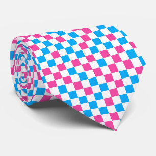 Cravate Motif à carreaux bleu rose et blanc