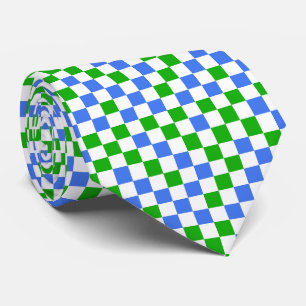 Cravate Motif à carreaux bleu vert et blanc