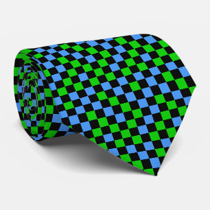 Cravate Motif à carreaux bleu vert et noir 