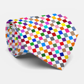Cravate Motif à carreaux coloré blanc