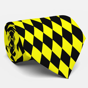 Cravate Motif à carreaux de diamants Harlequin noir jaune