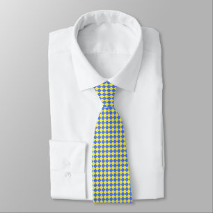 Cravate Motif à carreaux diamant jaune bleu